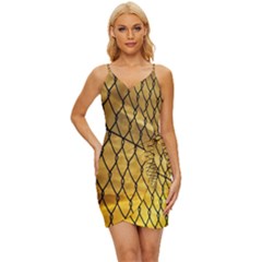 Chain Link Fence Sunset Wire Steel Fence Wrap Tie Front Dress by artworkshop