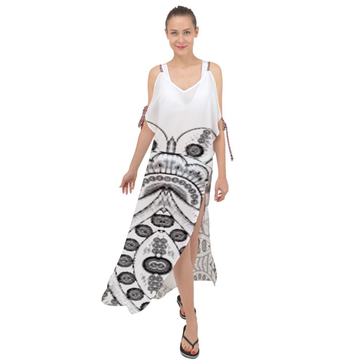 IM Fourth Dimension Black White 9 Maxi Chiffon Cover Up Dress