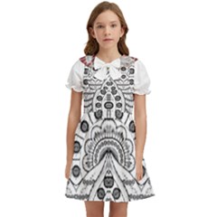 Im Fourth Dimension Black White 9 Kids  Bow Tie Puff Sleeve Dress by imanmulyana