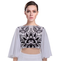 Im Fourth Dimension Black White 10 Tie Back Butterfly Sleeve Chiffon Top