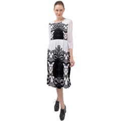 Im Fourth Dimension Black White 11 Ruffle End Midi Chiffon Dress by imanmulyana