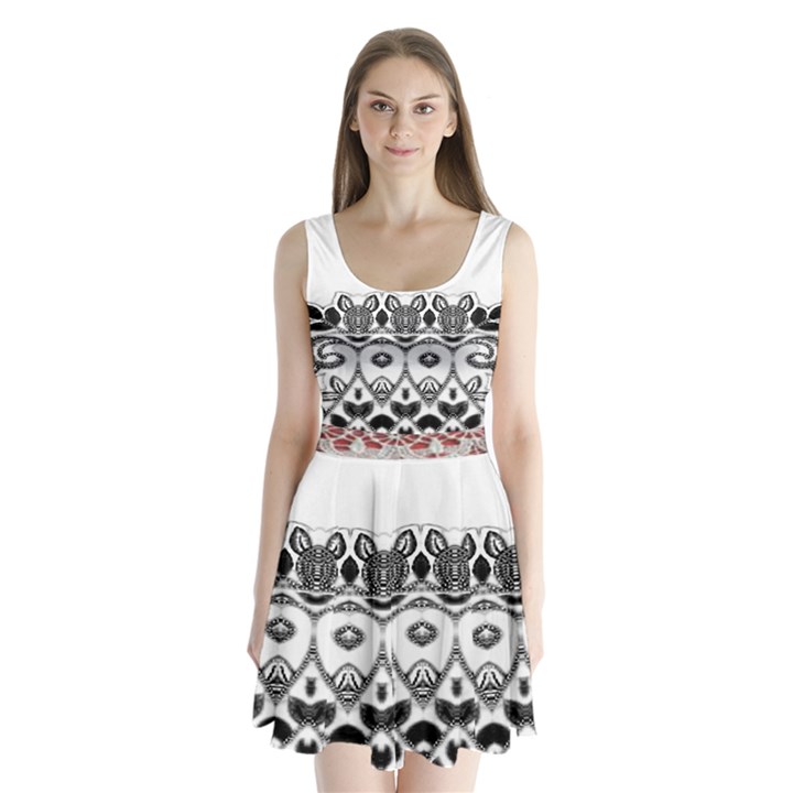 IM Fourth Dimension Black White 12 Split Back Mini Dress 