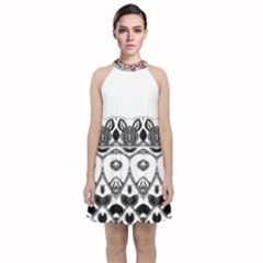 Im Fourth Dimension Black White 12 Velvet Halter Neckline Dress 