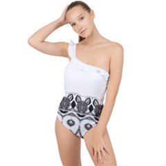 Im Fourth Dimension Black White 12 Frilly One Shoulder Swimsuit by imanmulyana