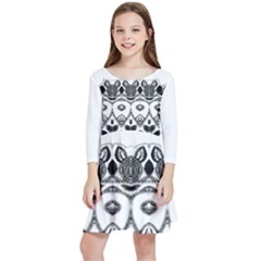 Im Fourth Dimension Black White 12 Kids  Quarter Sleeve Skater Dress by imanmulyana