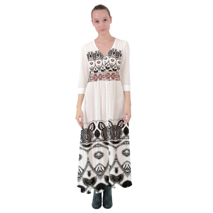 IM Fourth Dimension Black White 12 Button Up Maxi Dress