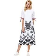 Im Fourth Dimension Black White 12 Bow Sleeve Chiffon Midi Dress by imanmulyana