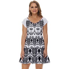 Im Fourth Dimension Black White 12 Short Sleeve Tiered Mini Dress