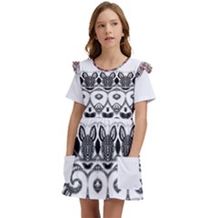 Im Fourth Dimension Black White 12 Kids  Frilly Sleeves Pocket Dress by imanmulyana