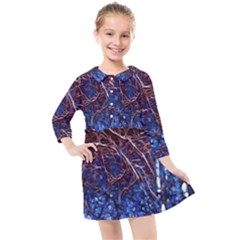 Autumn Fractal Forest Background Kids  Quarter Sleeve Shirt Dress by Amaryn4rt