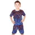 Autumn Fractal Forest Background Kids  Tee and Shorts Set View1