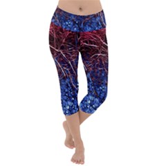 Autumn Fractal Forest Background Lightweight Velour Capri Yoga Leggings by Amaryn4rt