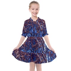 Autumn Fractal Forest Background Kids  All Frills Chiffon Dress by Amaryn4rt