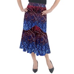 Autumn Fractal Forest Background Midi Mermaid Skirt by Amaryn4rt