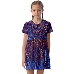 Autumn Fractal Forest Background Kids  Asymmetric Collar Dress by Amaryn4rt