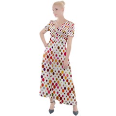 Colorful-polkadot Button Up Short Sleeve Maxi Dress