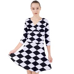 Diamond Quarter Sleeve Front Wrap Dress by nate14shop