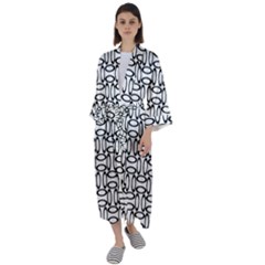 Ellipse-pattern Maxi Satin Kimono