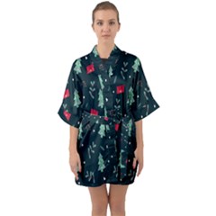 Christmas Pattern Design  Half Sleeve Satin Kimono  by artworkshop