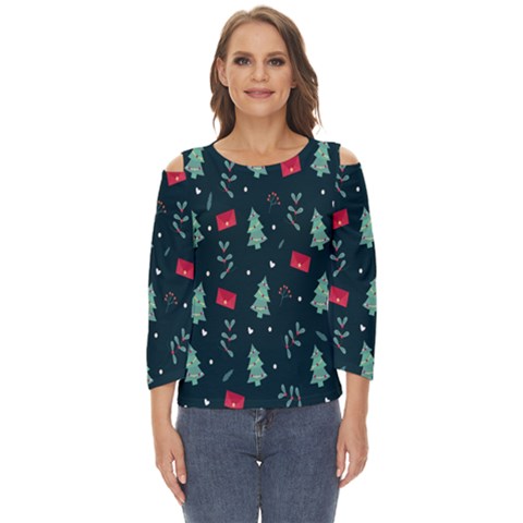 Christmas Pattern Design  Cut Out Wide Sleeve Top by artworkshop