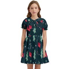 Christmas Pattern Design  Kids  Bow Tie Puff Sleeve Dress by artworkshop