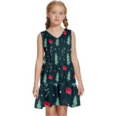 Christmas Pattern Design  Kids  Sleeveless Tiered Mini Dress by artworkshop