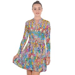 Floral-flower Long Sleeve Panel Dress by nate14shop