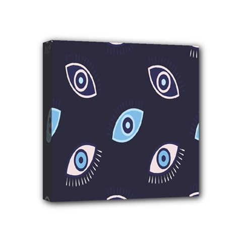 Eyes Evil Eye Blue Pattern Design Mini Canvas 4  X 4  (stretched) by artworkshop