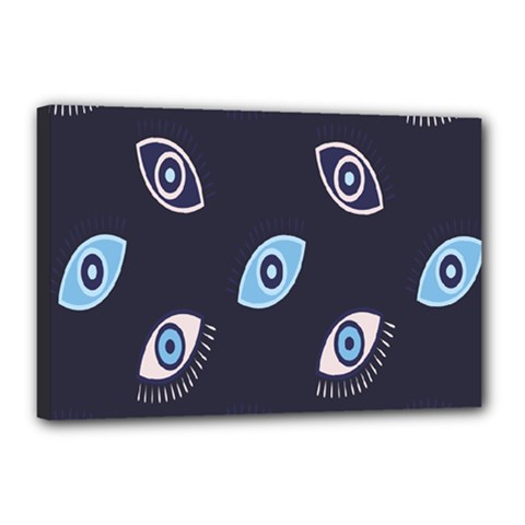 Eyes Evil Eye Blue Pattern Design Canvas 18  X 12  (stretched) by artworkshop