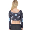 Eyes Evil Eye Blue Pattern Design Long Sleeve Crop Top View2