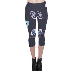 Eyes Evil Eye Blue Pattern Design Capri Leggings  by artworkshop