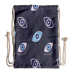 Eyes Evil Eye Blue Pattern Design Drawstring Bag (large) by artworkshop