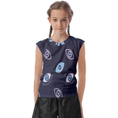 Eyes Evil Eye Blue Pattern Design Kids  Raglan Cap Sleeve Tee by artworkshop