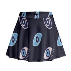 Eyes Evil Eye Blue Pattern Design Mini Flare Skirt by artworkshop