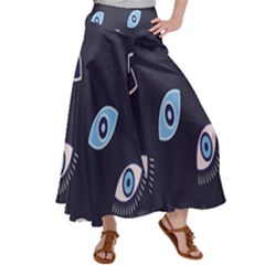 Eyes Evil Eye Blue Pattern Design Satin Palazzo Pants