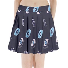 Eyes Evil Eye Blue Pattern Design Pleated Mini Skirt by artworkshop