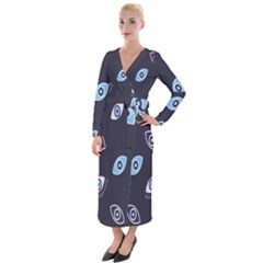 Eyes Evil Eye Blue Pattern Design Velvet Maxi Wrap Dress by artworkshop