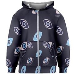 Eyes Evil Eye Blue Pattern Design Kids  Zipper Hoodie Without Drawstring by artworkshop