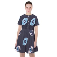 Eyes Evil Eye Blue Pattern Design Sailor Dress by artworkshop