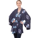 Eyes Evil Eye Blue Pattern Design Long Sleeve Velvet Kimono  View1