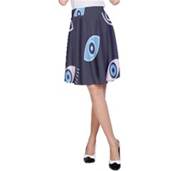 Eyes Evil Eye Blue Pattern Design A-line Skirt by artworkshop