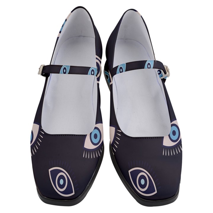 Eyes Evil Eye Blue Pattern Design Women s Mary Jane Shoes