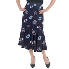 Eyes Evil Eye Blue Pattern Design Midi Mermaid Skirt by artworkshop