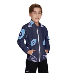 Eyes Evil Eye Blue Pattern Design Kids  Windbreaker by artworkshop