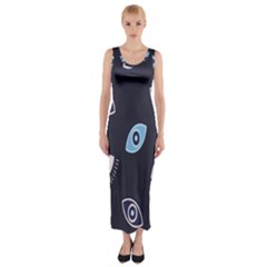 Eyes Evil Eye Blue Pattern Design Fitted Maxi Dress by artworkshop