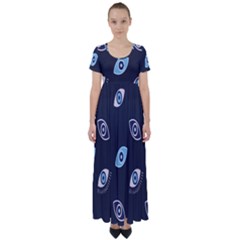 Eyes Evil Eye Blue Pattern Design High Waist Short Sleeve Maxi Dress by artworkshop