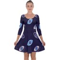 Eyes Evil Eye Blue Pattern Design Quarter Sleeve Skater Dress View1