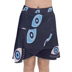 Eyes Evil Eye Blue Pattern Design Chiffon Wrap Front Skirt by artworkshop