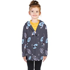 Eyes Evil Eye Blue Pattern Design Kids  Double Breasted Button Coat by artworkshop