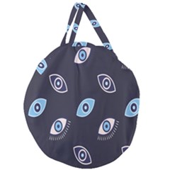 Eyes Evil Eye Blue Pattern Design Giant Round Zipper Tote by artworkshop